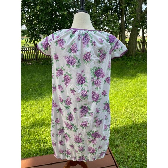 Vintage Models Coat Womens Floral Nightgown Dress M Lilac Print Snap Front MuMu - Picture 7 of 8